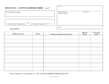 Mtans Ceu Activity Report Form Preview