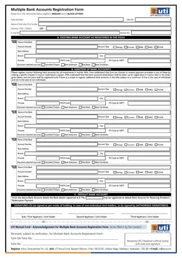Multiple Bank Accounts Registration Form Preview
