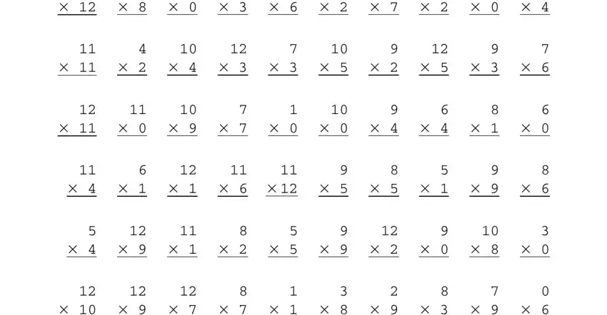 part 2 to filling out 1 minute multiplication timed test printable 0 12