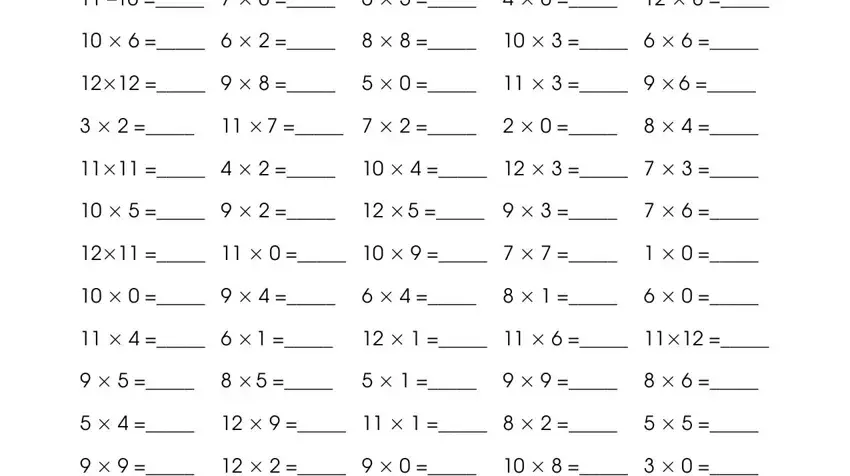 Filling in 1 minute multiplication timed test printable 0 12 part 5