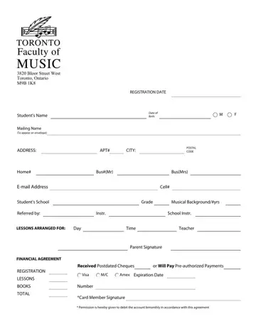 Music School Registration Form Preview