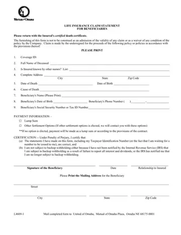 Mutual Of Omaha Accidental Death Claim Form Pdf Preview