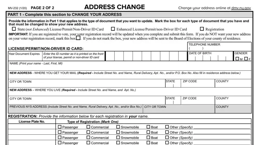 Filling out ny dmv mv 232 step 4