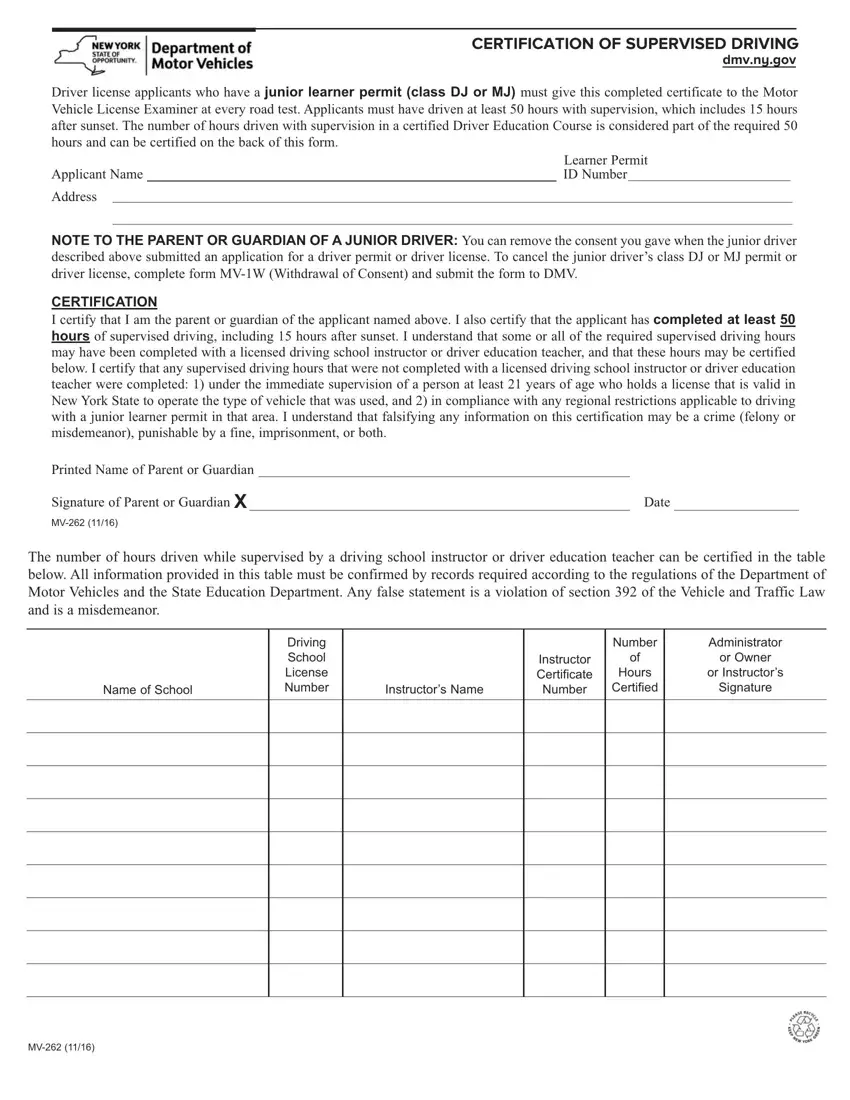 Mv 262 Form first page preview