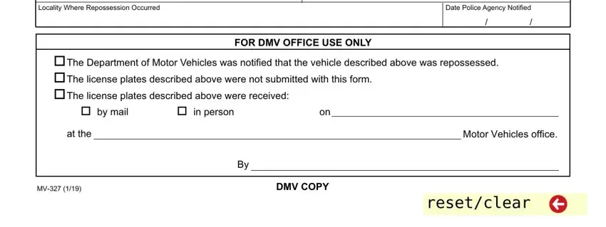 Entering details in nys dmv repossession form part 3