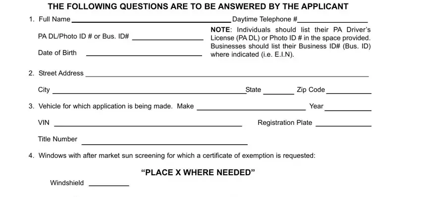 completing penndot window tint exemption form stage 1