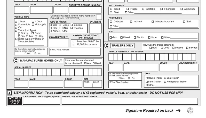 Entering details in mv50 form part 2