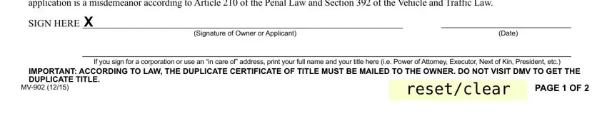 Filling out mv 902 ny dmv stage 3