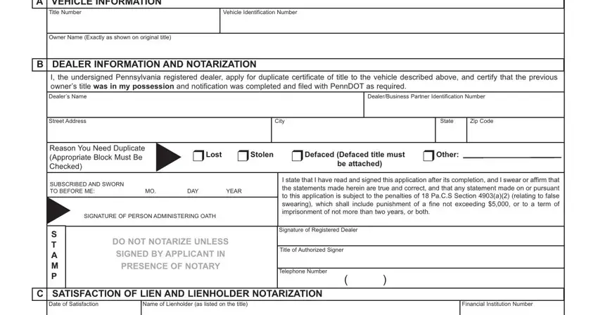 lienholder fields to fill in