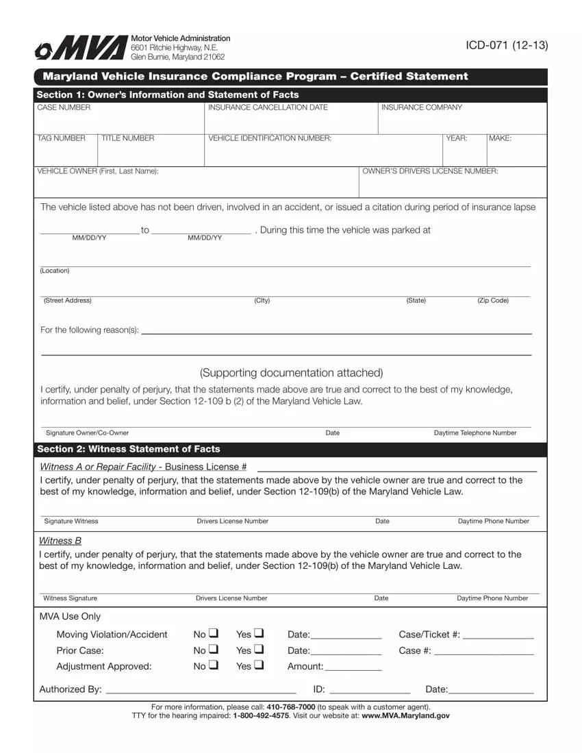 Mva Form Icd 071 first page preview
