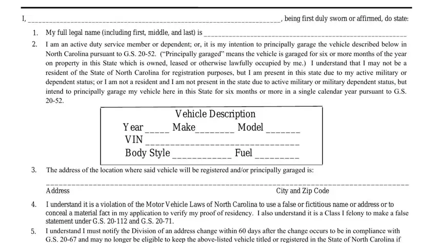 entering details in  north carolina mvr 614 form part 1