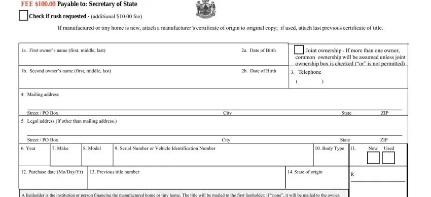 application for certificate of title maine mvt 2 fields to fill out