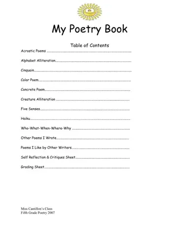 My Poetry Book Miss Cantillons Form Preview