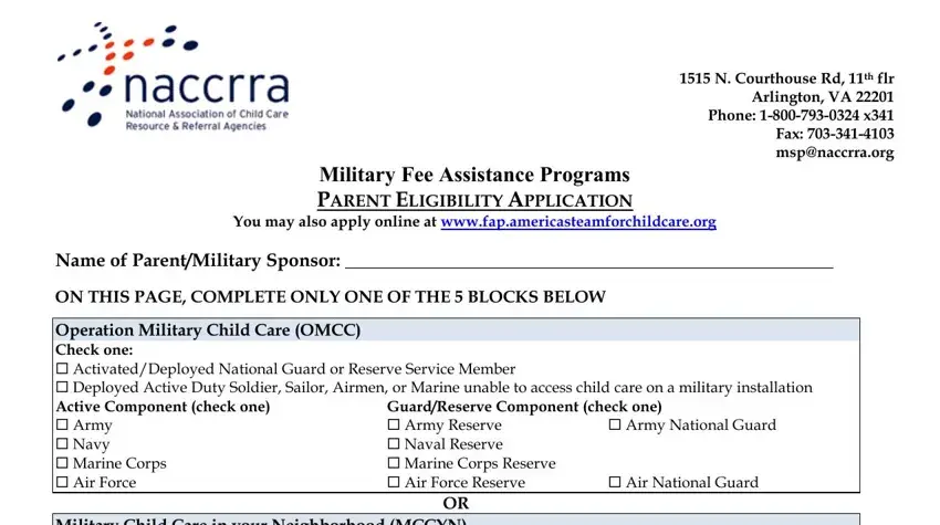 stage 1 to filling in naccrra login army