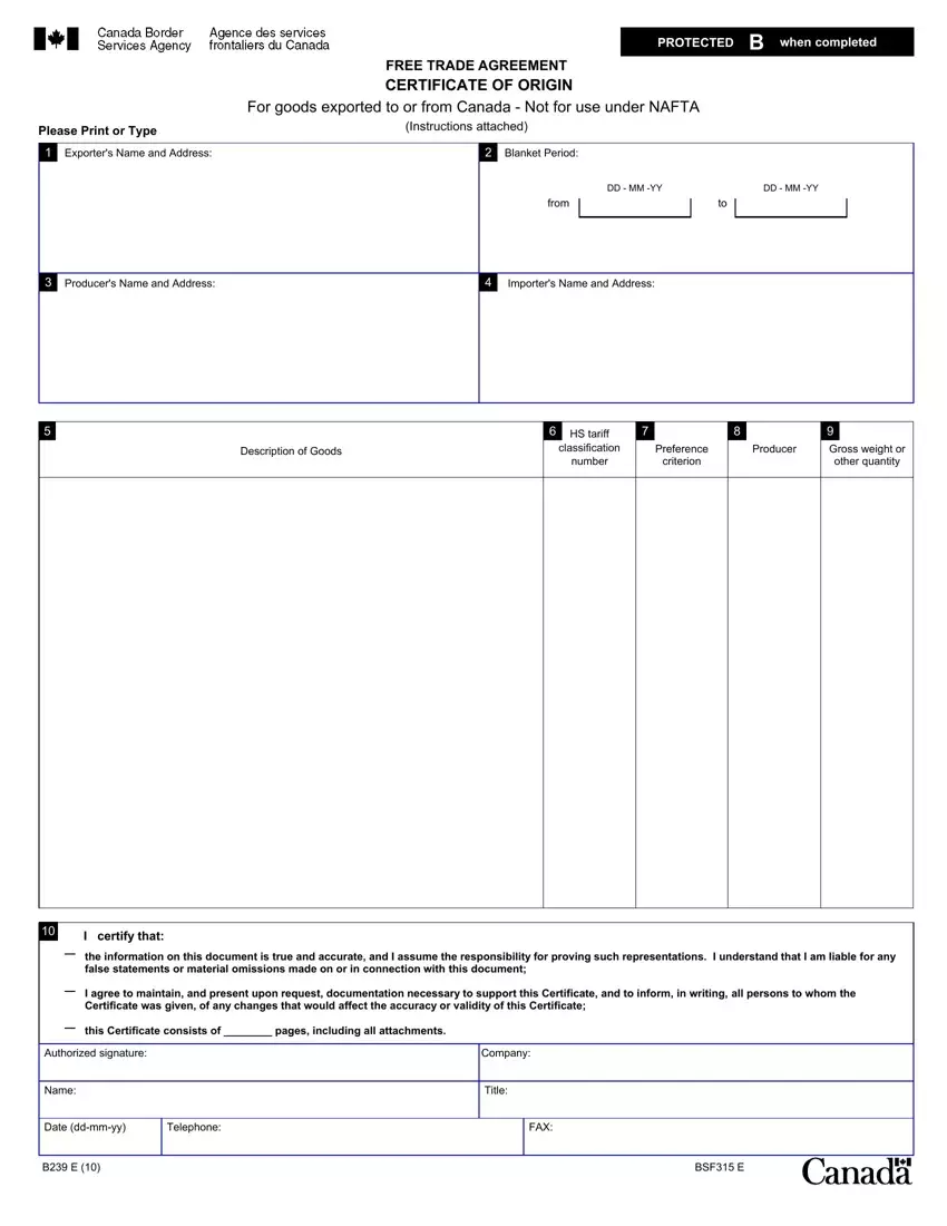Nafta Certificate Of Origin Canada PDF Form FormsPal