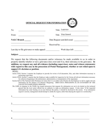 Nalc Request Form Preview