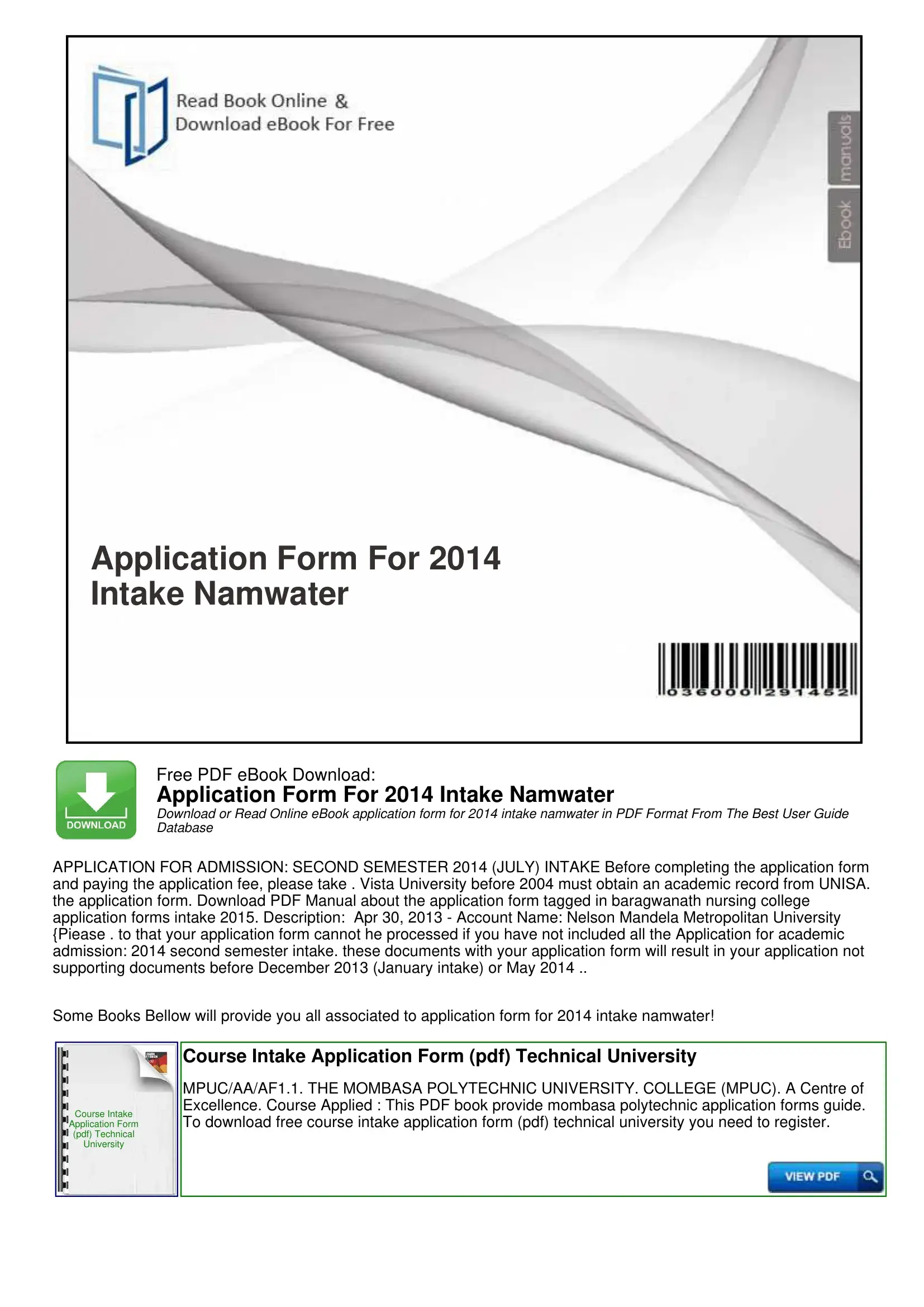 Namwater Application Form Preview