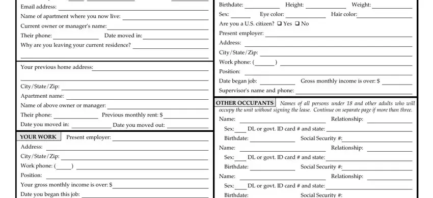 Filling out national apartment association lease 2019 step 2