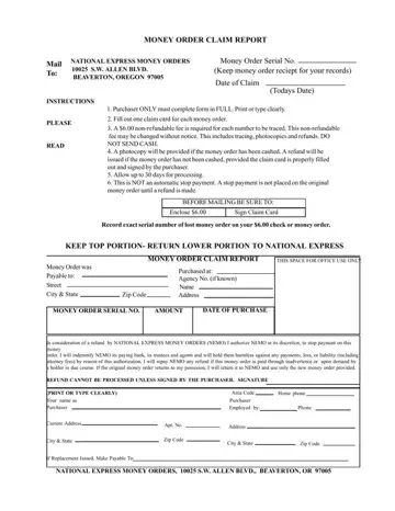 National Express Koney Order Refund Form Preview