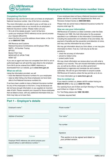 National Insurance Form Preview