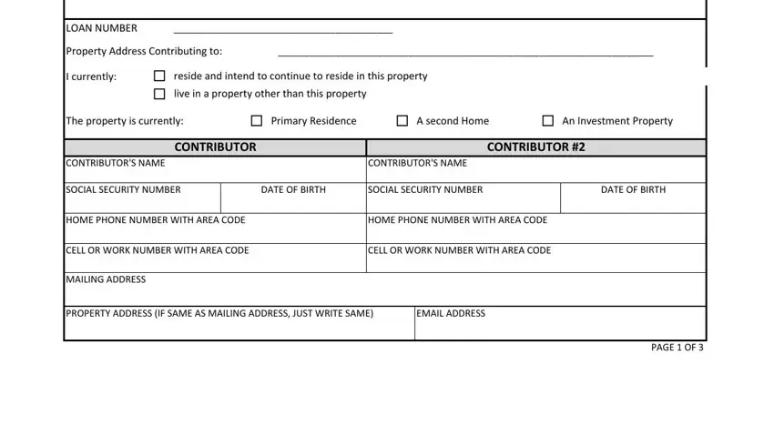 contributor package form empty fields to consider