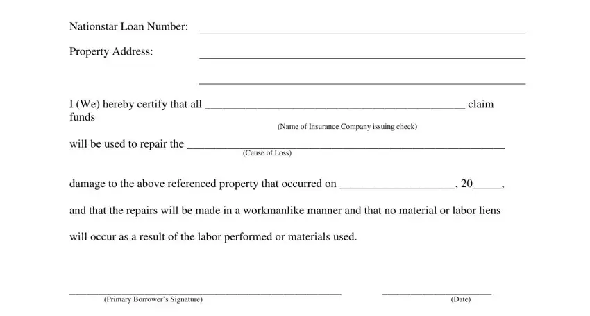 loss draft package fields to complete