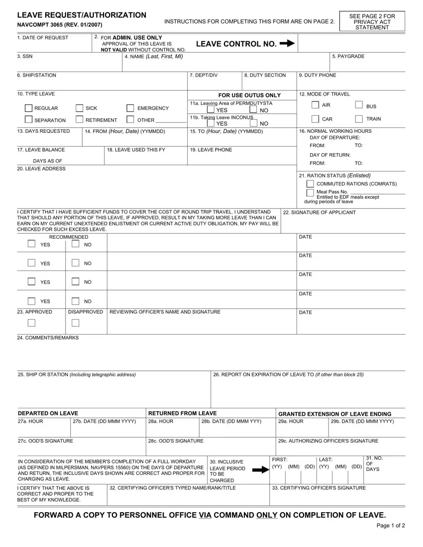 Navcompt Form 3065 first page preview