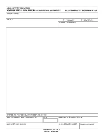 Navpers 1070 613 Form Preview
