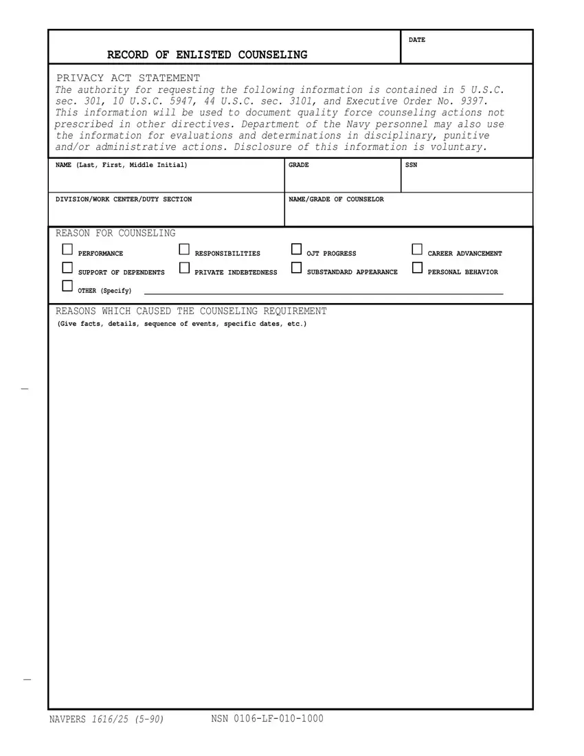 Navpers 1616 25 Form first page preview