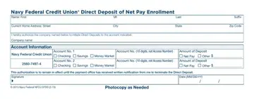 Navy Federal Direct Deposit Form Preview