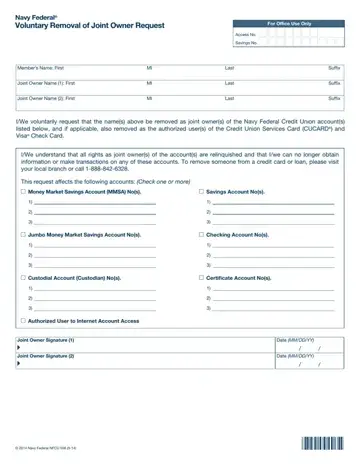 Navy Federal Voluntary Removal Form Preview