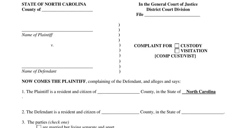 part 1 to completing nc custody form