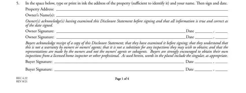 nc property disclosure fields to fill out