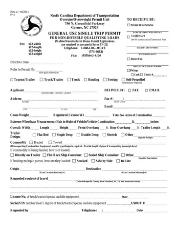 NC DMV Trip Permit Form Preview