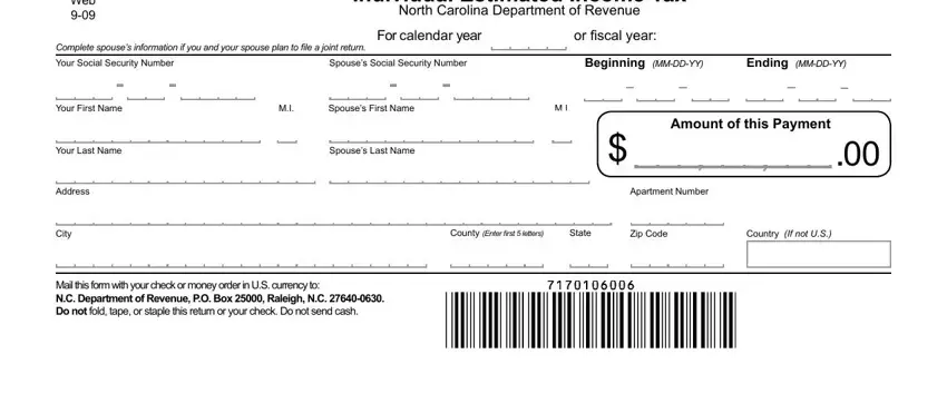 part 1 to filling in nc estimated tax payment