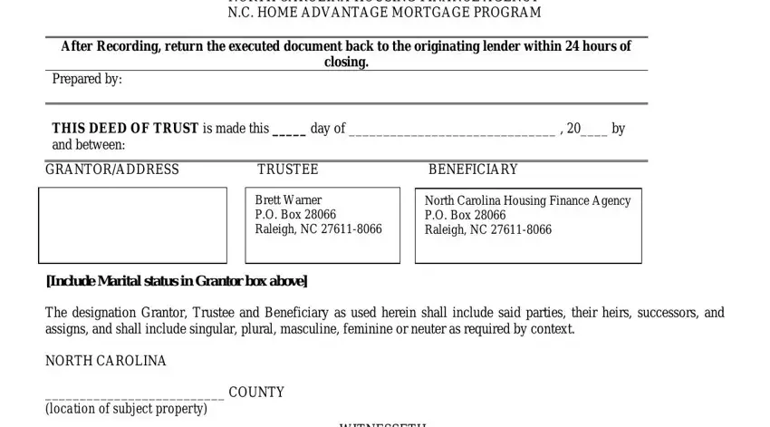 north carolina form 5 trust empty spaces to fill out