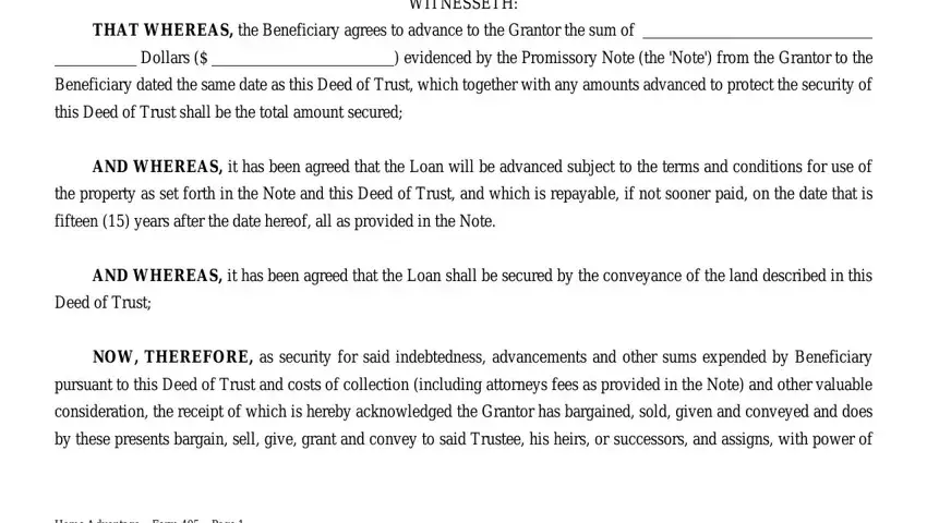 step 2 to entering details in nc bar deed of trust