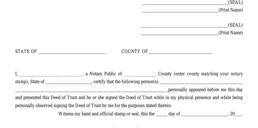 stage 4 to filling out nc bar deed of trust