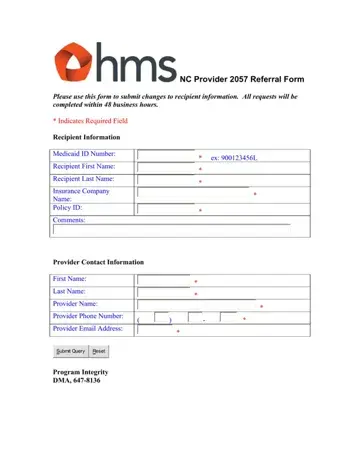 Nc Provider 2057 Referral Form Preview