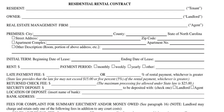 completing nc residential rental contract stage 1