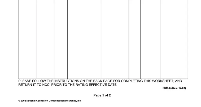 Filling in erm 6 form step 2