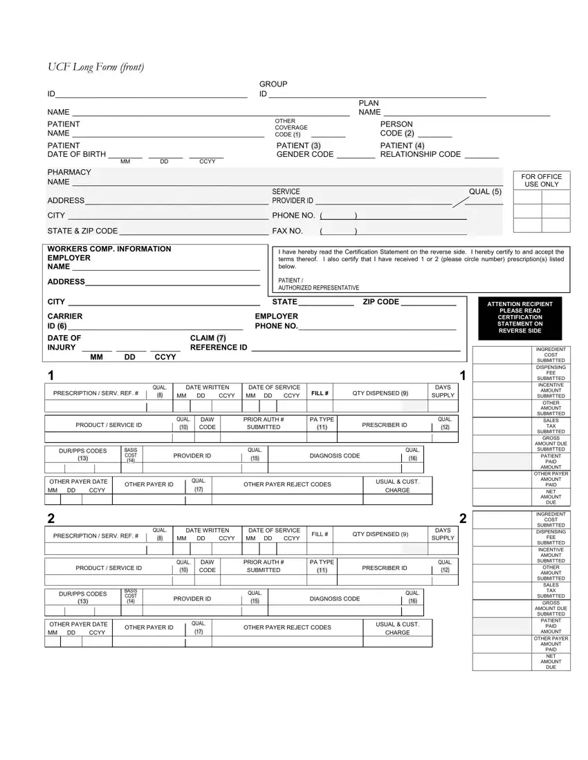 Ncpdp Billing Form first page preview