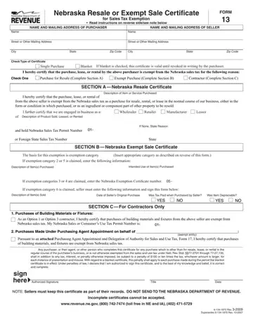 Nebraska Sales Tax Form Preview