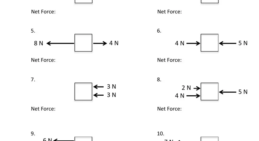 Entering details in net forces worksheet stage 2