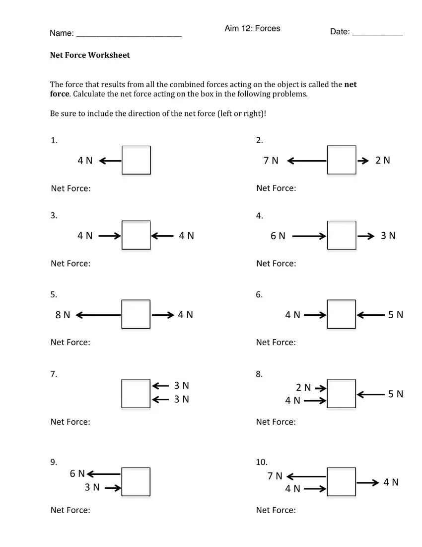 Net Force Worksheet ≡ Fill Out Printable PDF Forms Online