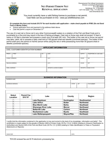 Netting Permit Pa Fish Commission Form Preview