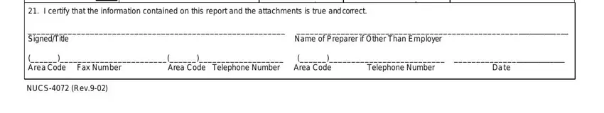 Filling out employment security division on form nucs 4072 step 3