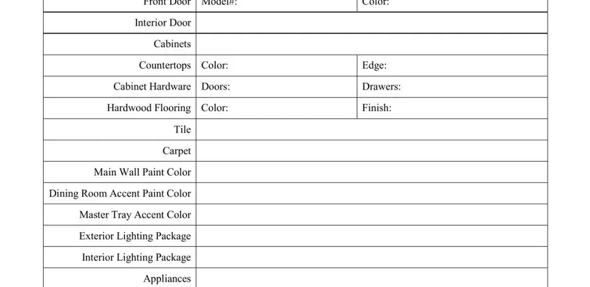 part 2 to entering details in home builder selection sheet