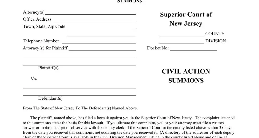 nj civil summons spaces to fill in