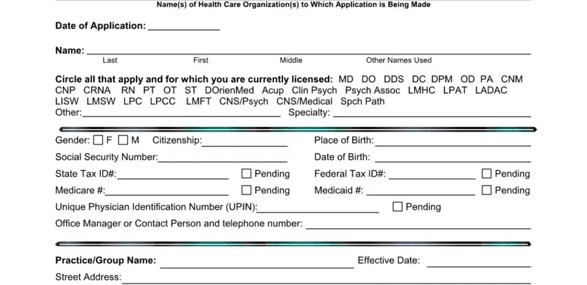 stage 1 to filling out nm standardized credentialing application